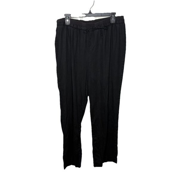 Company Ellen Tracy Black Magic Linen Pull on Drawstring Pants Womens Size Large - Picture 6 of 6